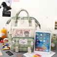 thumbnail image 3 of Mochilas para Mujer Kawaii de 5 uds para niñas de hombro a cuadros estilo preppy (verde), 3 of 9