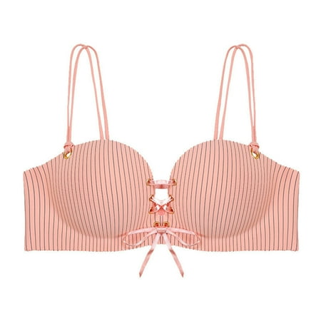 Mrasaso Clearance & Promo! Built in Bra Tank Tops for Women Women Nylon Bra Women s Strap Decoration Back Buckle Thin Style Ventilated Bra Wireless No Steel Rim(1pc Bra) Pink|38/85C