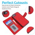 thumbnail image 4 of for iPhone 16e Case Detachable Magnetic Wallet Case with Card Holder, 2 in 1 PU Leather Flip Folio Case with Kickstand Wrist Strap Shockproof Protective Phone Case Cover for iPhone 16e, Red, 4 of 7