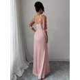 thumbnail image 2 of Dusty Pink Womens Satin Mermaid Dress With Floral Strap Accents Sleeveless Sweetheart Neck, 2 of 8