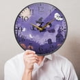 thumbnail image 5 of 9.5in Acrylic Wall Clock with Glass-like Finish Round Clock for Home Decoration Purple Halloween-themed Background, 5 of 9