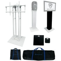 (1) Rockville RTP33-TV White/Black Totem DJ Speaker/Lighting Stand w/ TV Mount