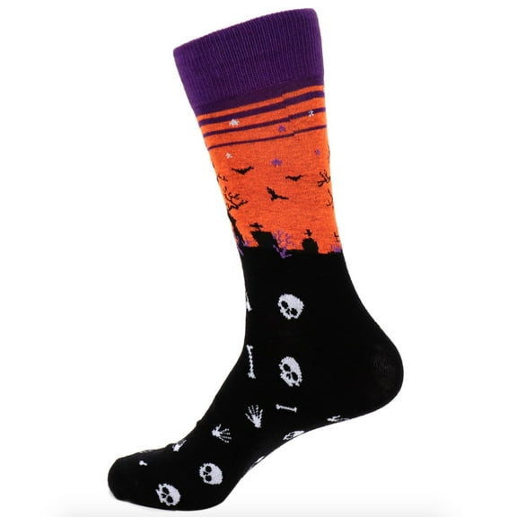 Urban-Peacock Men's Halloween Novelty Socks - Scary Halloween, Cemetery & Skulls - 1 Pair