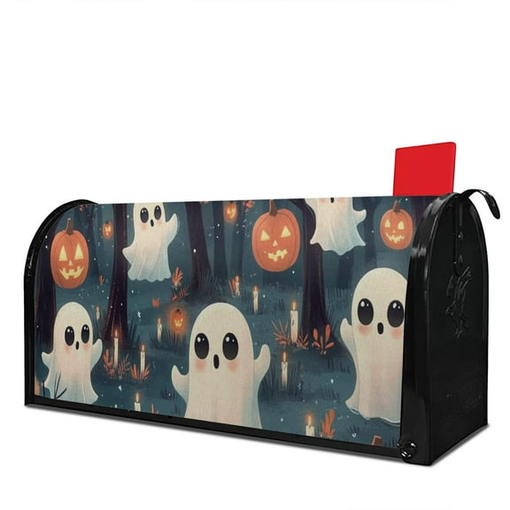 Halloween Horror Pumpkin Spooky Ghost Mailbox Cover,Magnetic 18x21 Inch Mailboxwrap Water Proof Reusable Halloween Box Wraps for Garden Outdoor Decorative