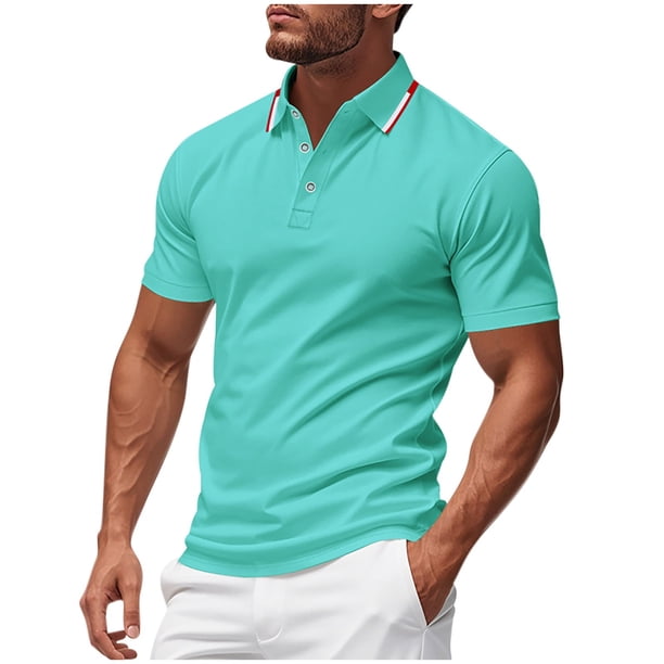 Blusa y camisa de manga corta con cuello vuelto para hombre, uniforme de moda informal con solapa y botones, top de poliéster de manga corta para hombre