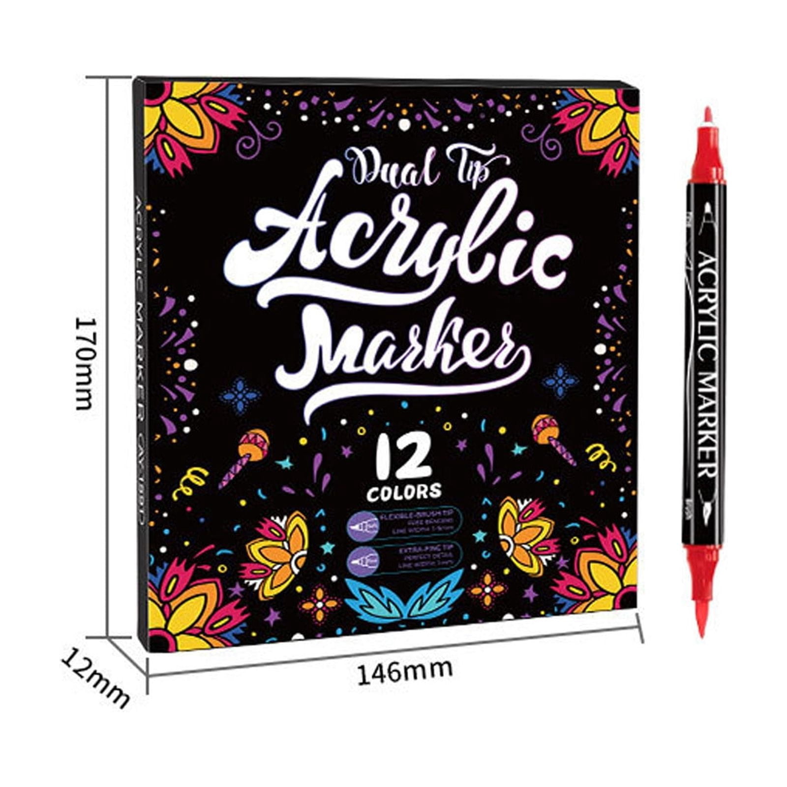 Tarmeek Acrylic Nail Art Pen Set 12pc Professional Fine Tip Drawing Kit for Beginners and Artists Easy to Use Nail Painting Tools