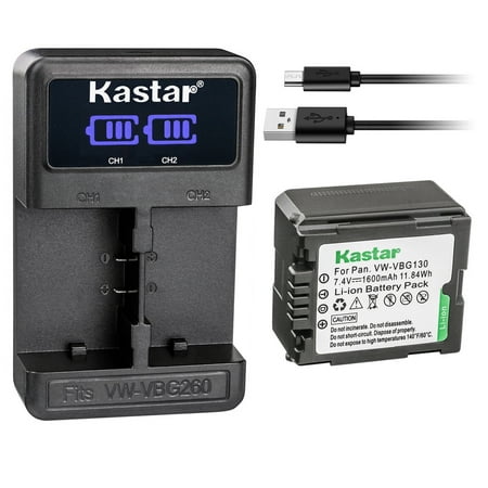 Kastar 1-Pack VW-VBG130 Battery and LED2 USB Charger Compatible with Panasonic HDC-SD20 HDC-SD20K HDC-SD100 HDC-SD100GK HDC-SD200 HDC-SD300 HDC-SD600 HDC-SD700 HDC-SD707 HDC-SDT750 HDC-SDT750K Camera