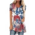 thumbnail image 2 of Clearance! Women's Blouse MIARHB Independence Day Print V-Neck Gray M, 2 of 5