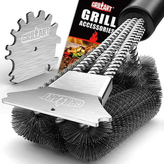 Texas Wooden Grill Brush- 24 Inch Wooden Handle Double Carbon Steel  Bristle-Heavy Duty Barbeque Grill Cleaning Brush-Commercial Grade Safe BBQ