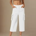 thumbnail image 2 of Hurxie Women's Sweatpants Capri Pants Cropped Jogger Running Pants Lounge Loose Fit Drawstring Waist with Side Pockets White,2XL, 2 of 7