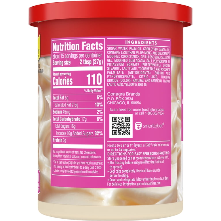 Duncan Hines Whipped Cream Cheese Flavored Frosting, 14 oz