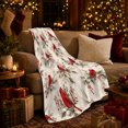 thumbnail image 3 of Bright Red Cardinal Evergreen Branch Woodland Nature Scene, Festive Holiday Scene, Warm Flannel Blanket for Cabin and Lodge, Art Lovers Christmas Gift, Festive Home Decor, 3 of 9