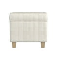 thumbnail image 2 of Benjara Pyp Square Storage Ottoman- 18" Ivory Pinstripe Fabric- Brown Legs, 2 of 5