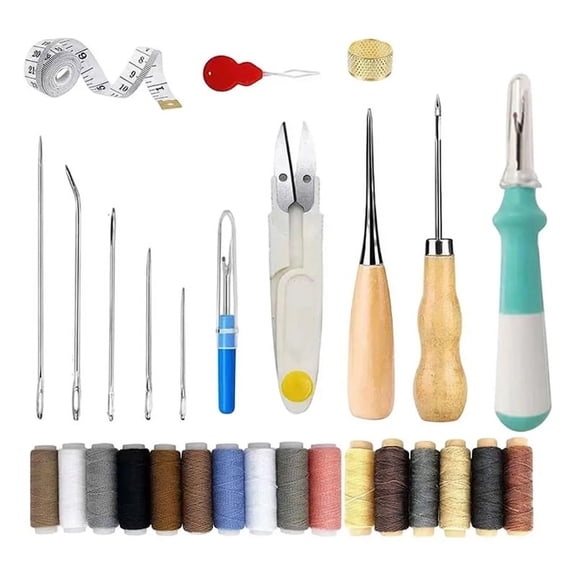 Leather Making Kit Leather Couch Repair Sewing Kit Leather Working Kit with Leather Needles Sewing Awl Thread Leather