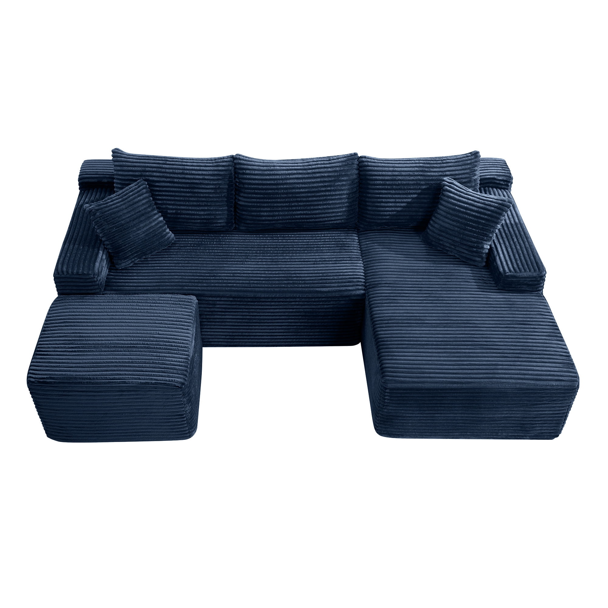 Leumius 106" Sectional Sofa Couch with Deep Seat,U-Shaped Cloud Modular Sleeper Couches for Living Room,Bedroom,Apartment,No Assembly Required,Blue-Left