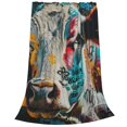 thumbnail image 2 of Fotbe Colorful Graffiti Cow Manta de Franela Acolchonada con Estampado, Súper Suave y Esponjosa, Extra Grande para Sofá, Cama, Uso Todo el Año-80"x60", 2 of 7