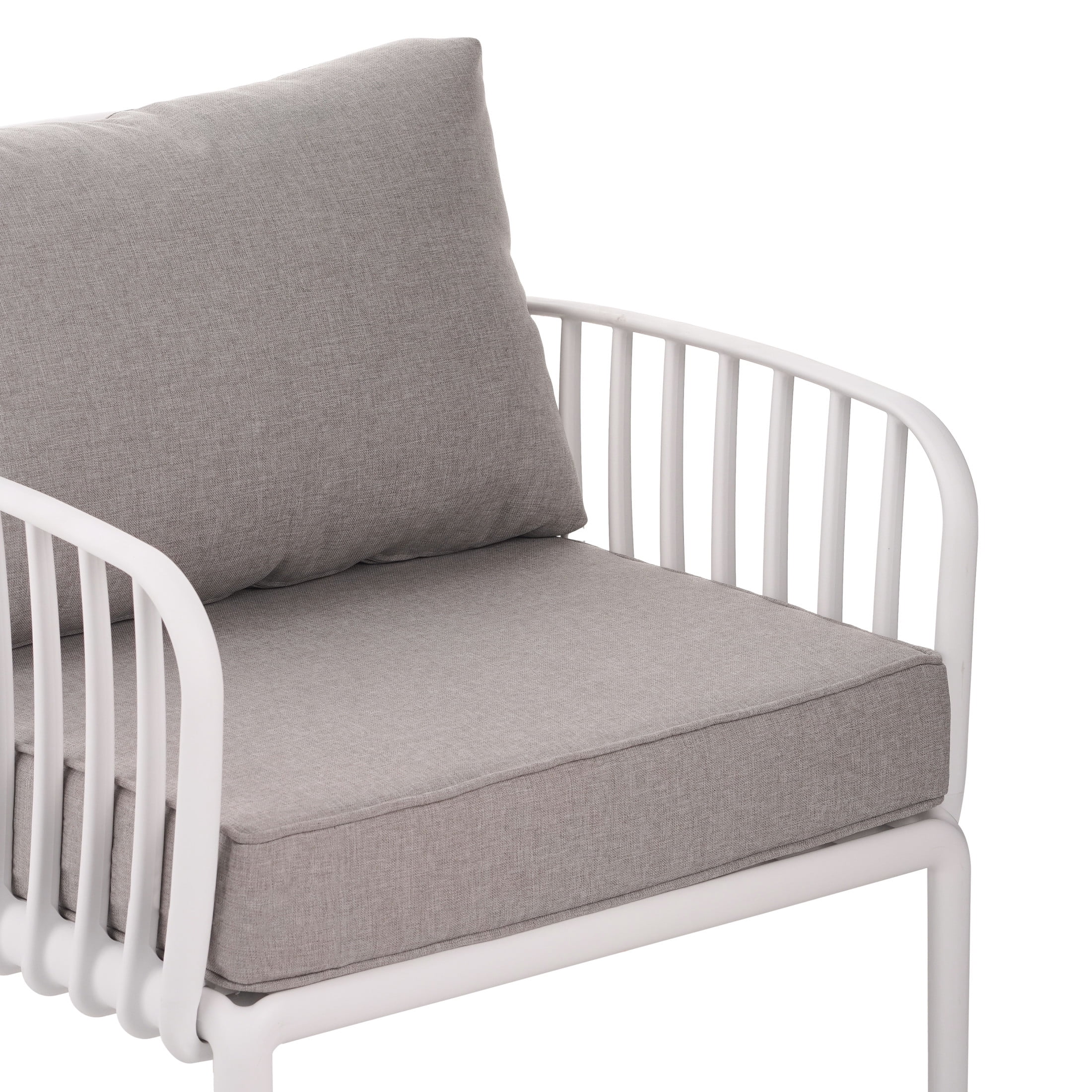 Orion Modern Outdoor Patio Club Chair with Cushions, White+Light Gray
