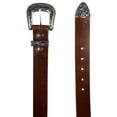 thumbnail image 2 of 1.5" Cognac Brown Western Style Leather Belt Handmade in Canada, 2 of 5
