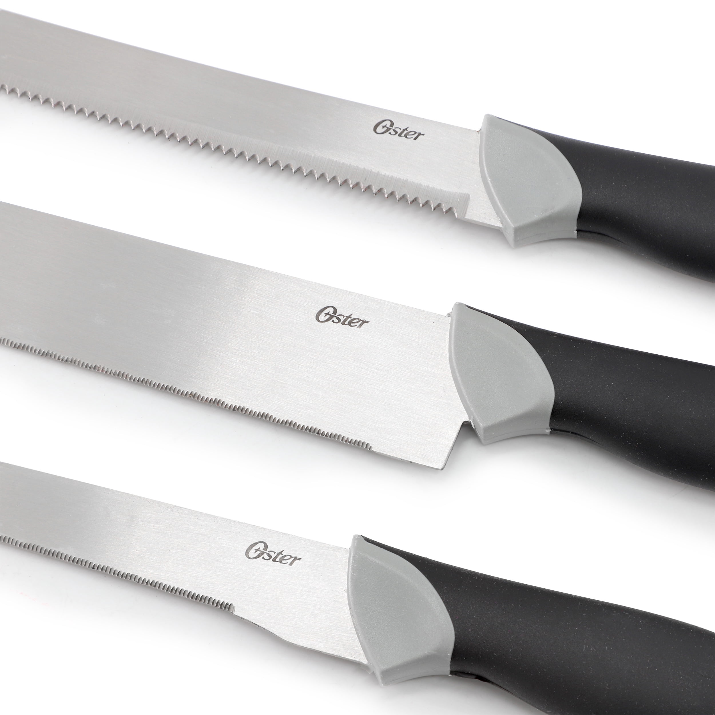 Oster Lindbergh 22 Piece Stainless Steel Cutlery Set with Storage Block in Black