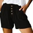 thumbnail image 2 of Uaswgudfs ​Women's High-Waisted Breathable Shorts – Button Front, Side Pockets & Summer-Ready Everyday Fabric Black XXL, 2 of 6