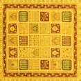 thumbnail image 1 of Ahgly Company Machine Washable Indoor Square Oriental Yellow Modern Area Rugs, 5' Square, 1 of 4