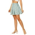 thumbnail image 4 of MODA NOVA Junior's Ruffle Summer Floral Printed Pleated Skirts, 4 of 6