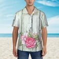thumbnail image 2 of Balery Vintage Wood with Floral Camisas hawaianas de manga corta para hombre, camisas playeras de corte holgado, camisas de vacaciones con botones,X-Large, 2 of 7