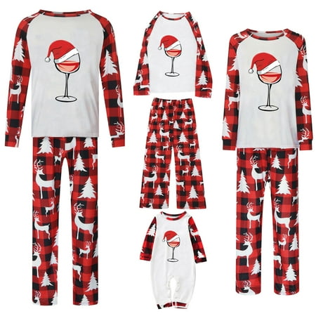 

YYDGH Christmas Pajamas for Family Family Christmas PJ s Matching Sets Cup Print Top and Plaid Pants Jammies Sleepwear