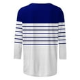thumbnail image 4 of Shirts for Women under $5 3/4 Sleeved Round Neck Loose Blouses Printed T-Shirt Dark Blue, 4 of 5