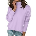 thumbnail image 2 of Fshiont 2026 New Turtleneck Sweaters for Women Long Sleeve Knitted Slim Pullover Soft Comfortable Casual Tops Fall Winter Light Purple XL, 2 of 5