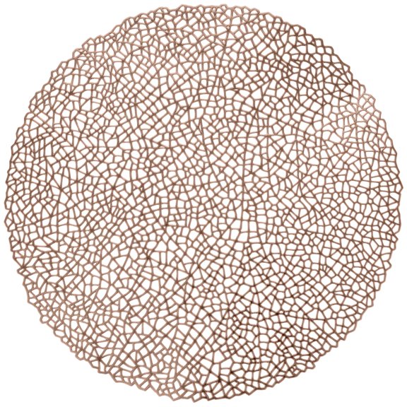 Koyal Wholesale Round 15" Rose Gold Laser Cut Freeform Lace Vinyl Placemats, 12 Pack Set, Reusable Non-Slip, Waterproof