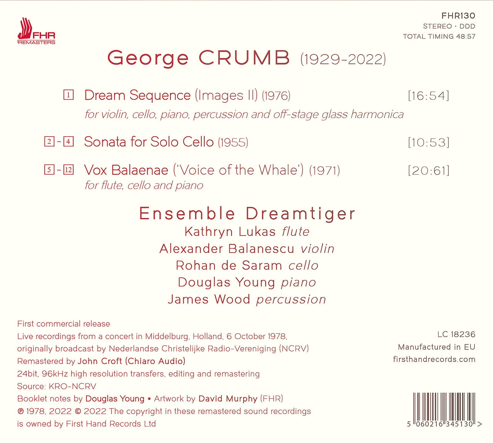 Rohan de Saram - Dream Sequence Cello Sonata Vox Balaenae - Music & Performance - CD