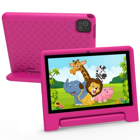 Kids Tablet 10 inch, Android 13 Tablet for Kids with Google Kids Space, Pre-Installed Educational Apps and Parental Control, Gift for Kids, 2+32GB Storage, 5000mAh, EVA Case (Pink)