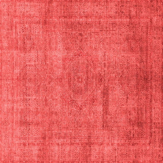 Ahgly Company Machine Washable Indoor Square Abstract Red Modern Area Rugs, 5' Square