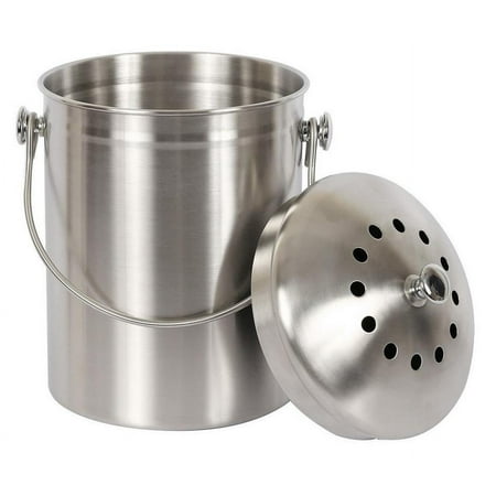 Estilo 1 Gal. Stainless Steel Compost Bin with Odor-Absorbing Filters - Silver