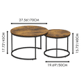 thumbnail image 2 of Peispie 27.6" Round Nesting Coffee Table Set of 2, Modern Stacking End Tables with Sturdy Metal Frame, Faux Marble & Industrial Wood Accent Side Tables for Living Room Bedroom, Dark Brown Black, 2 of 8