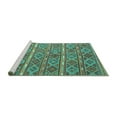 thumbnail image 2 of Ahgly Company Machine Washable Indoor Round Oriental Turquoise Blue Traditional Area Rugs, 6' Round, 2 of 4