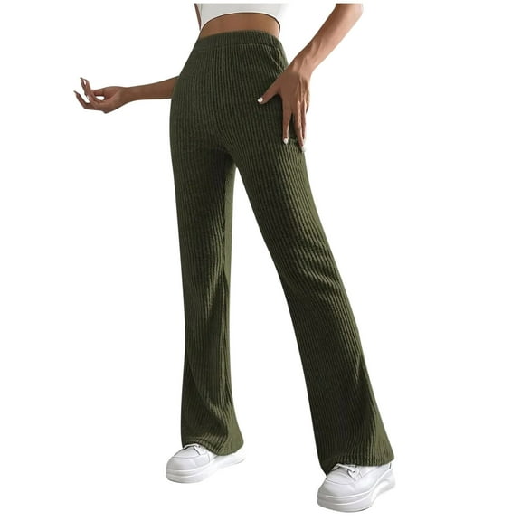 Womens Pants Dressy Casual Sevevn Women Fashion Solid Casual Elastic Waist With Trousers Knitted Long Pants Workout Pants Women