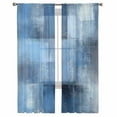 thumbnail image 3 of Blue Sheer Curtains 72 Inches Long 2 Panels Set, Window Sheer Curtains for Living Room/Bedroom, Ombre Oil Painted Retro Abstract Art Modern Light Filtering Rod Pocket Curtain 52'' x 72'' x 2, 3 of 7