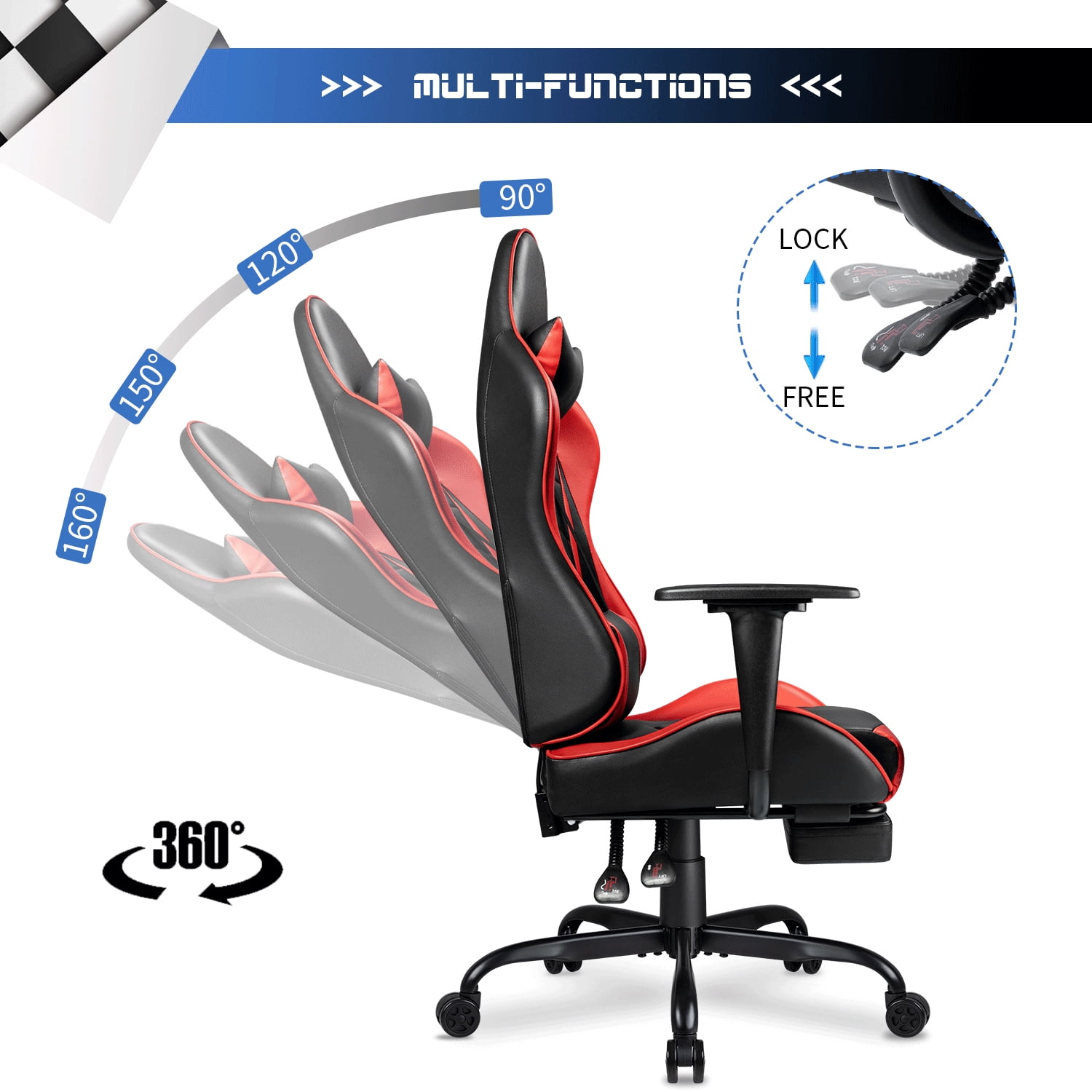 Lacoo PU Leather Gaming Computer Chair with Footrest and Lumbar Support -  The SUP Desk