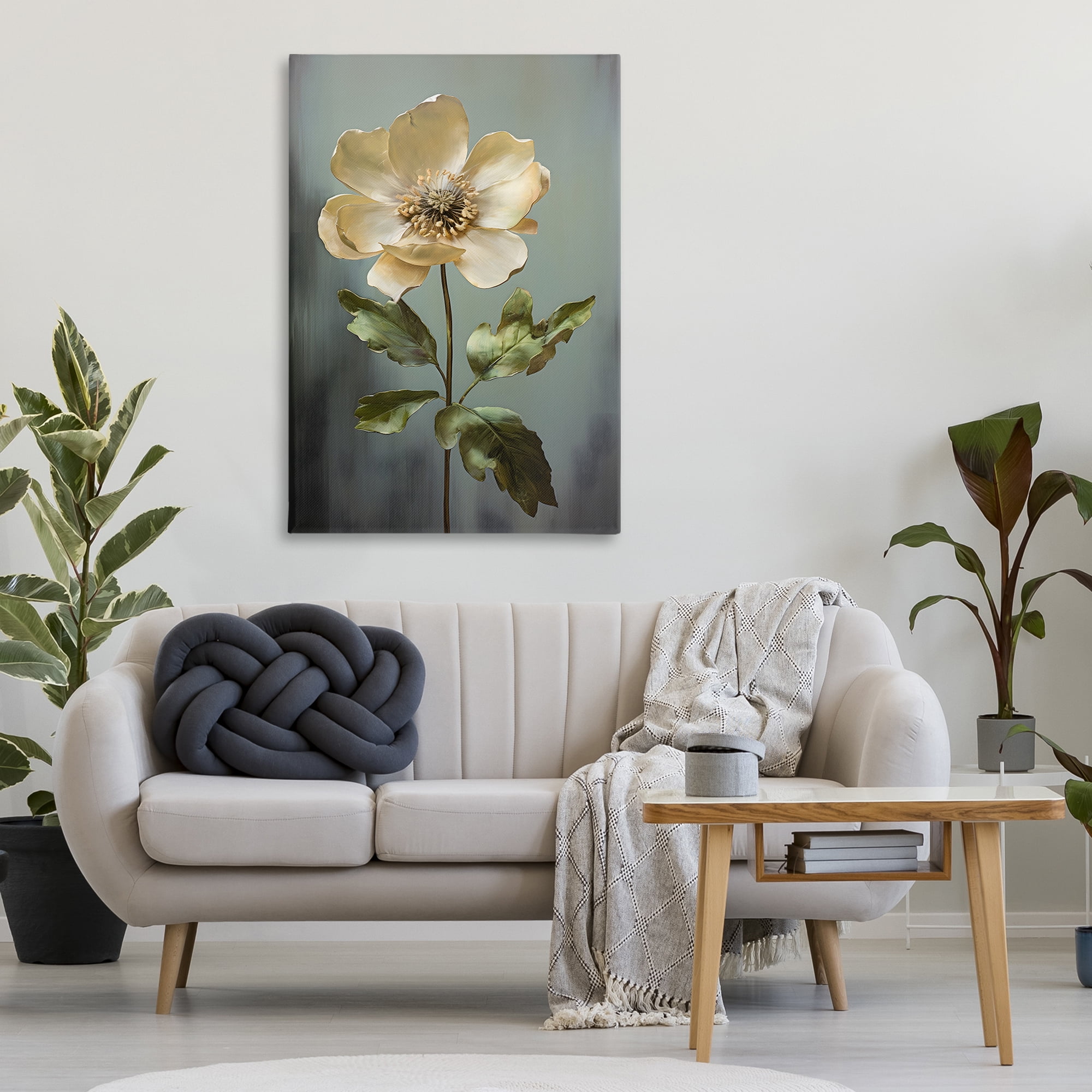 Stupell Industries White Floret Bloom Botanical & Floral Painting Gallery Wrapped Canvas Art Print Wall Art, 30 x 45