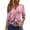 Purple Pink, variant on WTOBBY Women's Floral Print V-Neck 3/4 Sleeve Loose Fit Versatile Blouse Top for Casual Spring Fall Fashion and Everyday Comfortable Outfits,Blue L