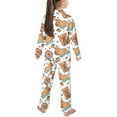thumbnail image 2 of Yuyamidu Adorable Capybara Button Up Pajama Set Orange Kid's Long Sleeve Pjs Sweatshirt & Sweatpants 2 Piece Longewear for Boys Girls 13-14 Casual Sleepwear, 2 of 7