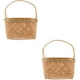 thumbnail image 3 of MLINS 2pcs Handmade Woven Bamboo Basket Household Portable Storage Basket Flower Basket for Camping Picnic, 3 of 8