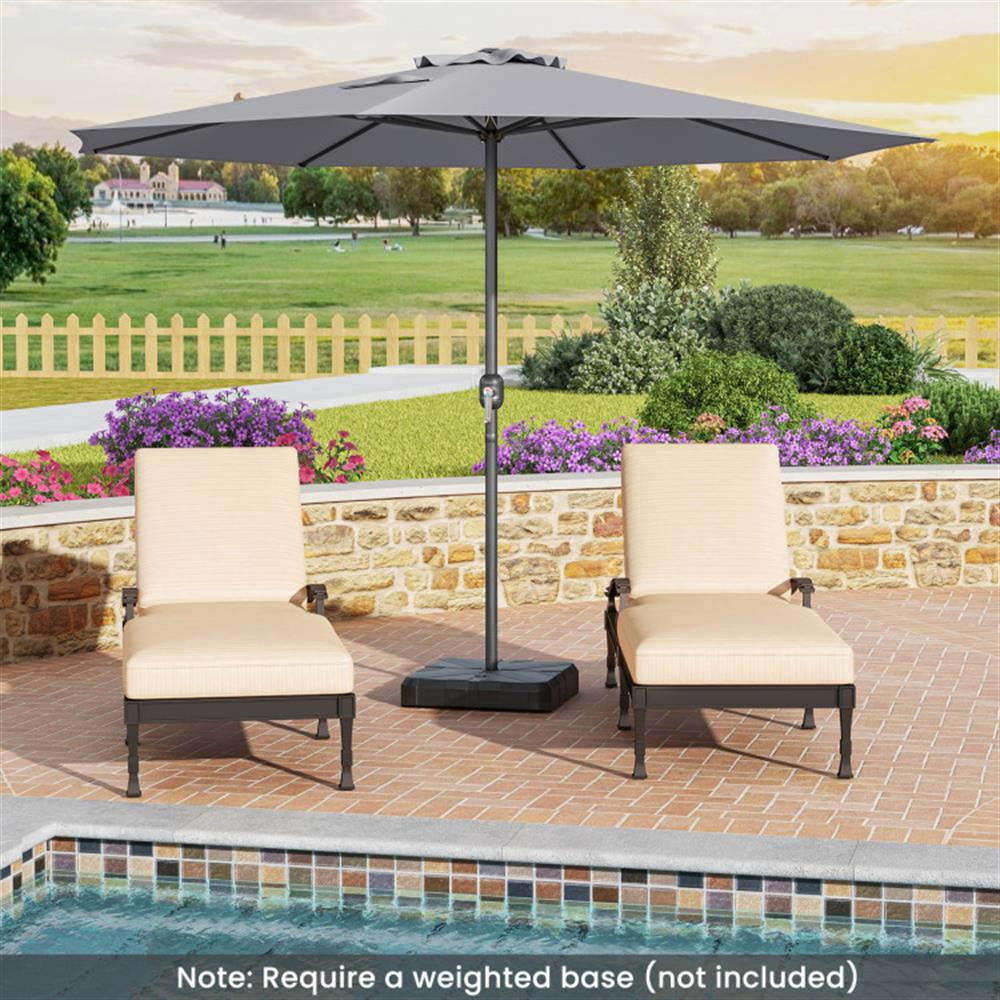 Resenkos Outdoor Garden Umbrella,Market Umbrella,12 Feet Patio Umbrella with Crank Handle and 8 Sturdy Ribs-Gray