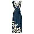 thumbnail image 5 of Jacenvly New Formal Dresses for Women Spring/Summer Sleeveless Color V-Neck Wrapped Chest Dress Long Dress Quick Drying Trendy Beach Dresses for Women 2024 Vacation Navy, 5 of 6