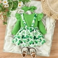 thumbnail image 4 of Okbabeha Newborn Baby Girl Christmas Outfit 0 3 6 9 12 18 24Months Ruffle Romper Onesie+Overall Skirt Dress Headband Clothes Set, 4 of 7