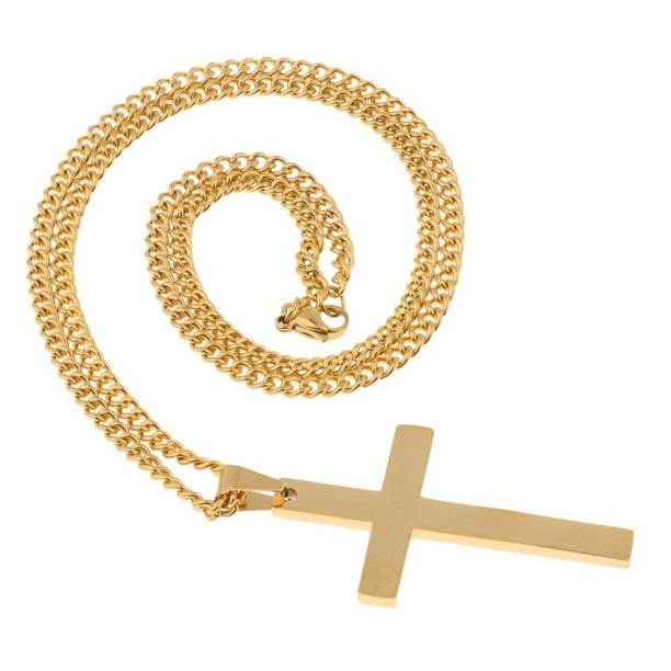 Collar con crucifijo cruzado Sunnimix de Acero inoxidable Oro