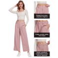 thumbnail image 5 of Satankud Women's Wide Leg Pants 27" High Waisted Waffle Knit Casual Slacks Work Pants Business Palazzo Trousers with Pockets Pink XL, 5 of 11