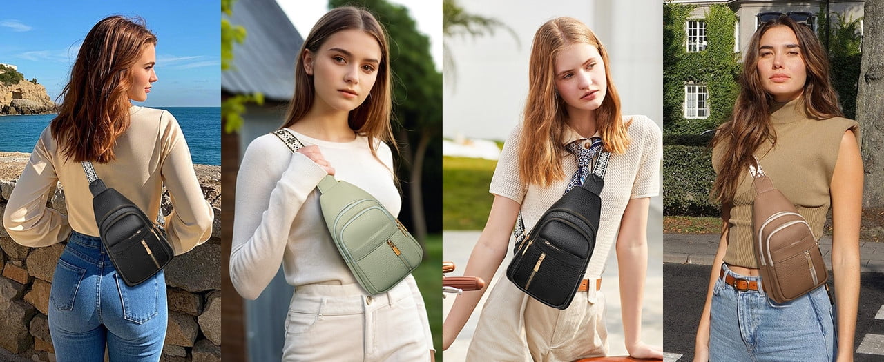 FALAN MULE Crossbody Bags for Women Trendy Leather Sling Chest Bag Fanny Packs for Women